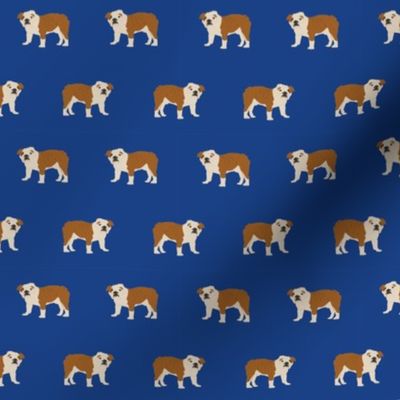english bulldog dog fabric dogs design - royal blue