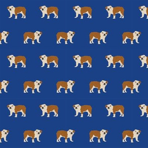 english bulldog dog fabric dogs design - royal blue