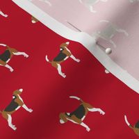 beagle dog fabric dogs design - red