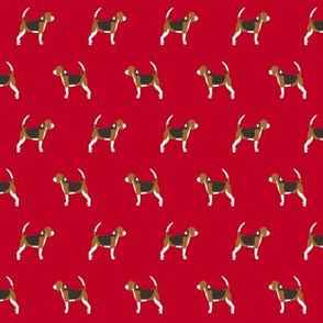 beagle dog fabric dogs design - red
