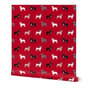 frenchie french bulldogs dog fabric dogs design - red