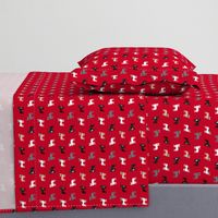 frenchie french bulldogs dog fabric dogs design - red