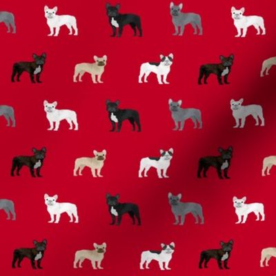 frenchie french bulldogs dog fabric dogs design - red