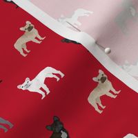 frenchie french bulldogs dog fabric dogs design - red