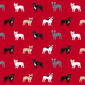 frenchie french bulldogs dog fabric dogs design - red