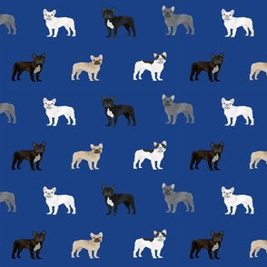 frenchie french bulldogs dog fabric dogs design - royal blue