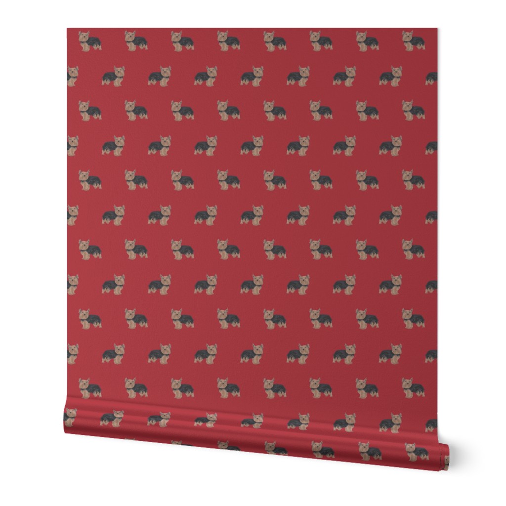 yorkie fabric yorkshire terrier dog fabrics - red
