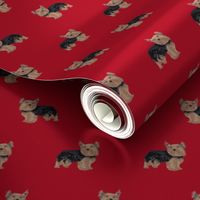 yorkie fabric yorkshire terrier dog fabrics - red