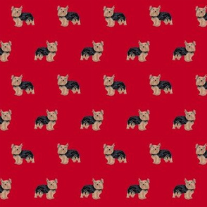 yorkie fabric yorkshire terrier dog fabrics - red