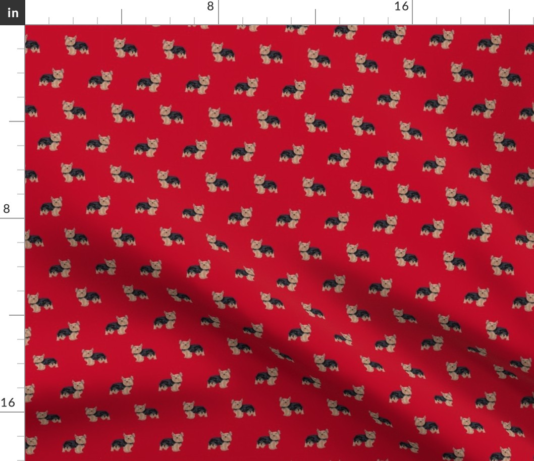 yorkie fabric yorkshire terrier dog fabrics - red