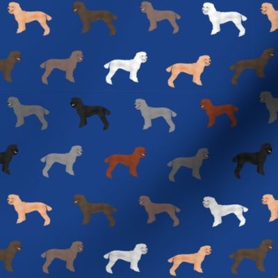 poodle dog fabric poodles dog design - royal blue