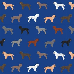 poodle dog fabric poodles dog design - royal blue