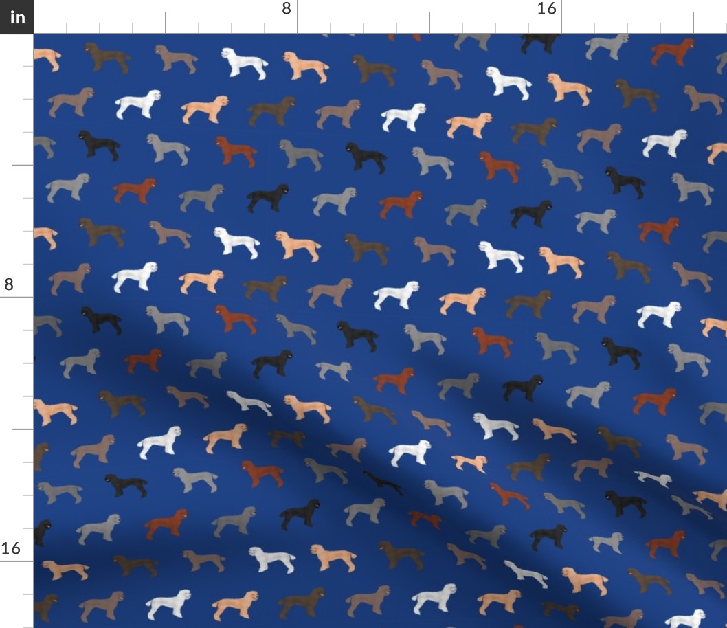 poodle dog fabric poodles dog design - royal blue