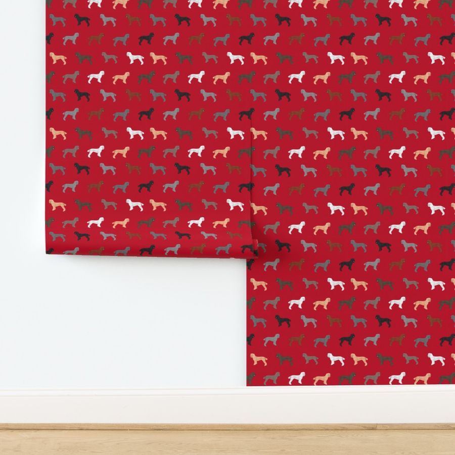 poodle dog fabric poodles dog design - red