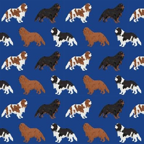 cavalier king charles spaniel dog fabric dogs design - royal blue