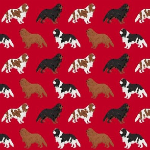 cavalier king charles spaniel dog fabric dogs design - red