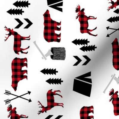 buffalo plaid animals black and red fabric buffalo plaid camper fabric