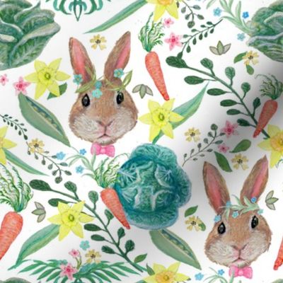 watercolor Rabbit & cabbage, Carrots Nursery