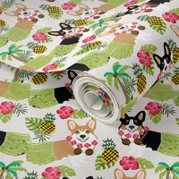 corgi hula fabric hawaiian tropical summer corgis pineapple fabric 