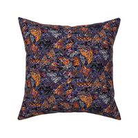hexagon mosaic abstract doodle geometric, purple lavender violet aubergine orange
