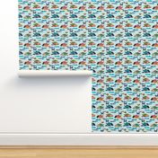 corgis surfing fabric tropical summer surf fabric