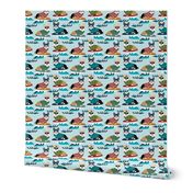 corgis surfing fabric tropical summer surf fabric