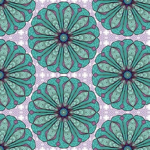 Mandala Teal Flower