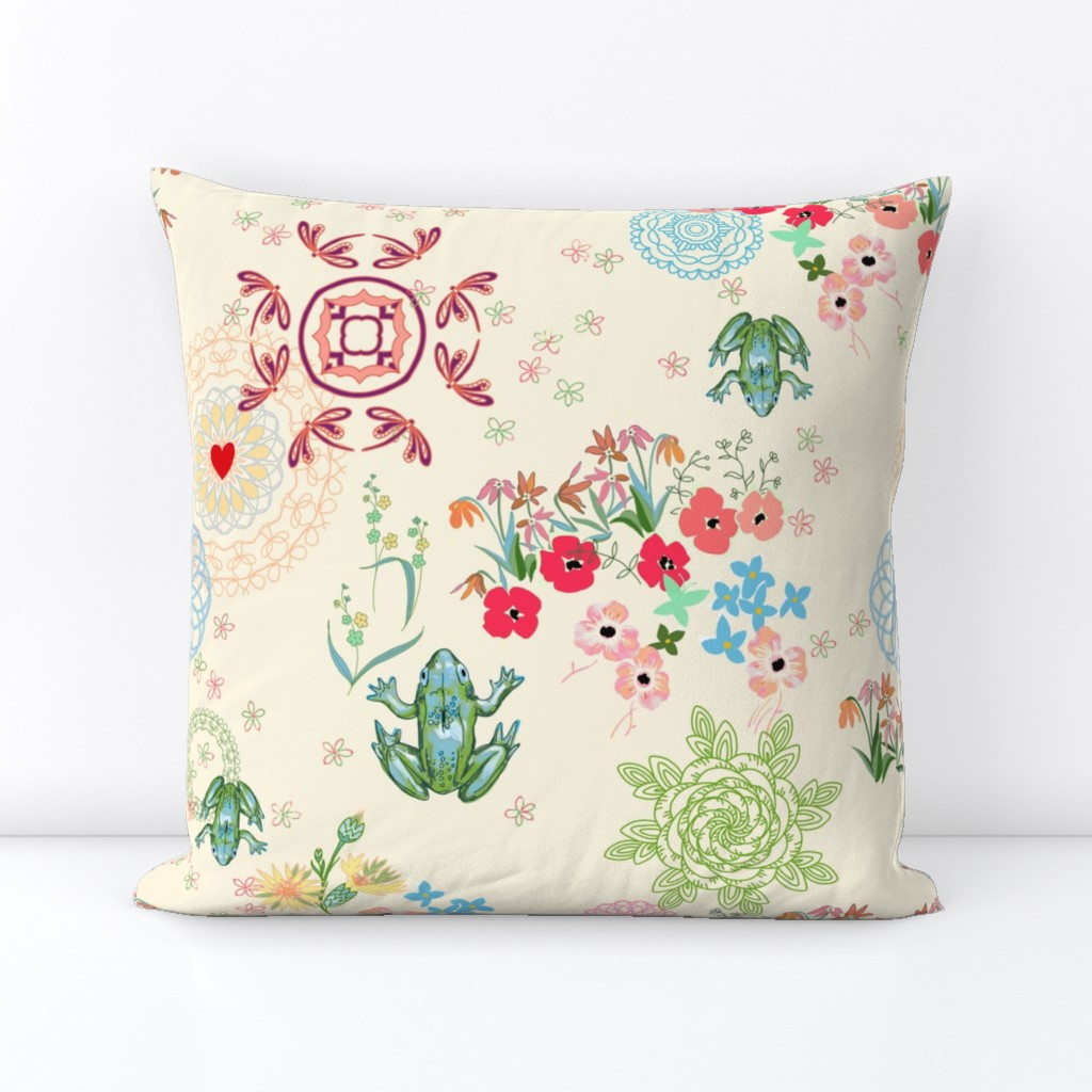 peaceful garden with mandalas -ivory