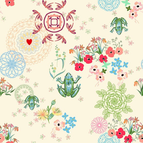 peaceful garden with mandalas -ivory