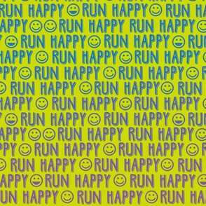 run happy faces blue and purple on chartreuse
