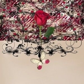 Vintage Rose & Calligraphy