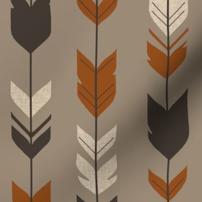 Arrow Feathers - Redstone Canyon - Rust, brown, tan on Light Brown