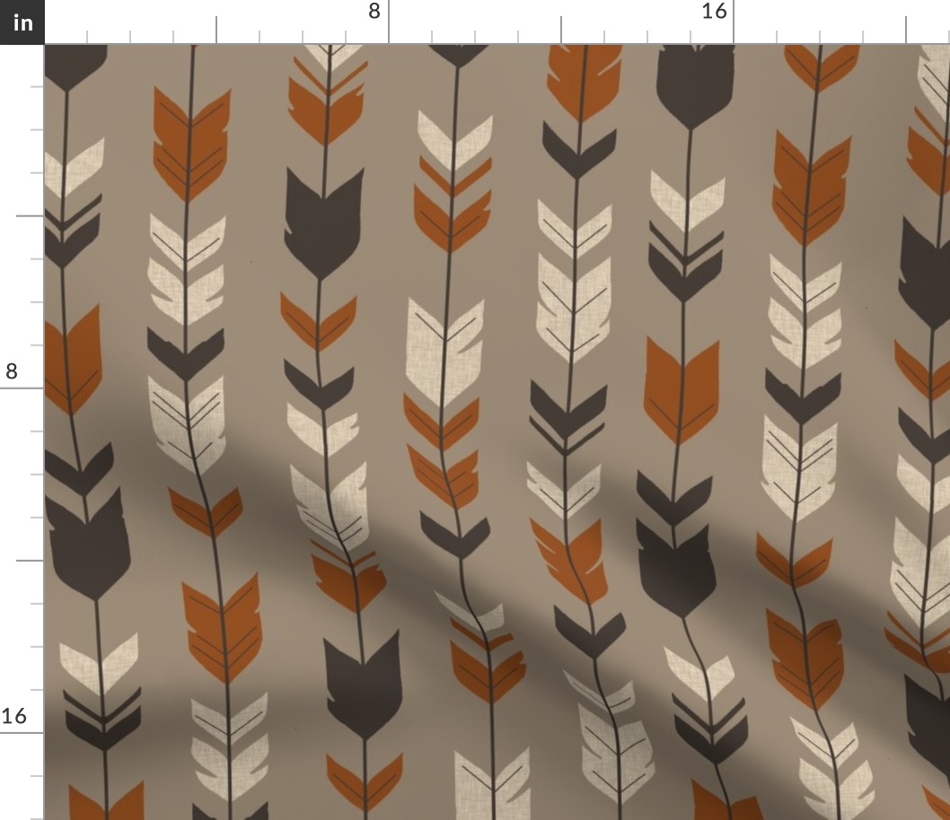 Arrow Feathers - Redstone Canyon - Rust, brown, tan on Light Brown