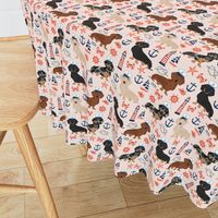 dachshund dog fabric nautical summer dog design - light pink