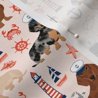 dachshund dog fabric nautical summer dog design - light pink