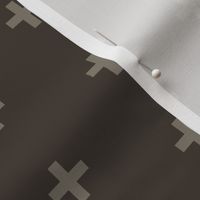 Plus Crosses - Taupe on Brown