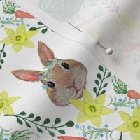 Easter bunny, baby rabbit, rabbit and cabbage, rabbit and carrot, nursery. Boho bunny / rabbit floral