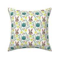 Easter bunny, baby rabbit, rabbit and cabbage, rabbit and carrot, nursery. Boho bunny / rabbit floral