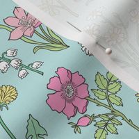 Wildflowers Botanical Vintage Flowers Floral Doodle 