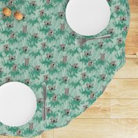 Sleeping Koala Bears on a Eucalyptus Trees and Mint Background