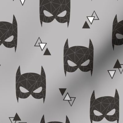 Geometric Bat Mask Black & White with Triangles on Grey