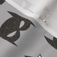 Geometric Bat Mask Black & White with Triangles on Grey