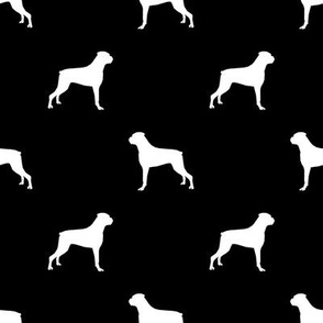 Boxer dog silhouette fabric pattern black