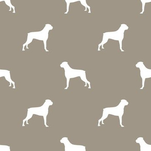 Boxer dog silhouette fabric pattern med brown
