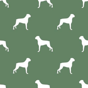 Boxer dog silhouette fabric pattern med green