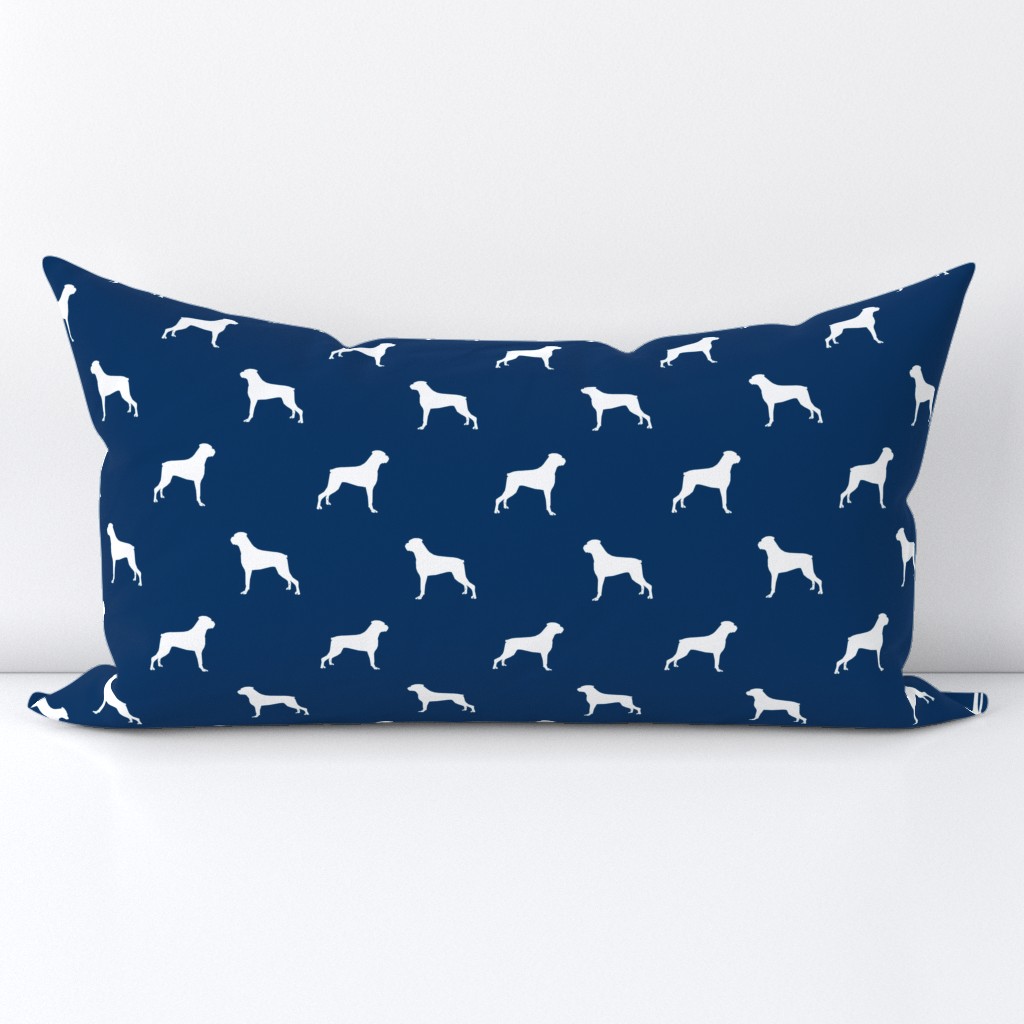 Boxer dog silhouette fabric pattern navy