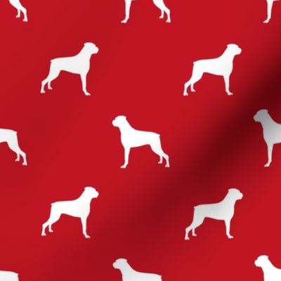 Boxer dog silhouette fabric pattern red