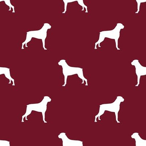 Boxer dog silhouette fabric pattern ruby