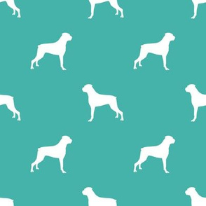 Boxer dog silhouette fabric pattern turquoise