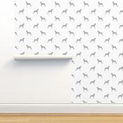 Boxer dog silhouette fabric pattern white grey